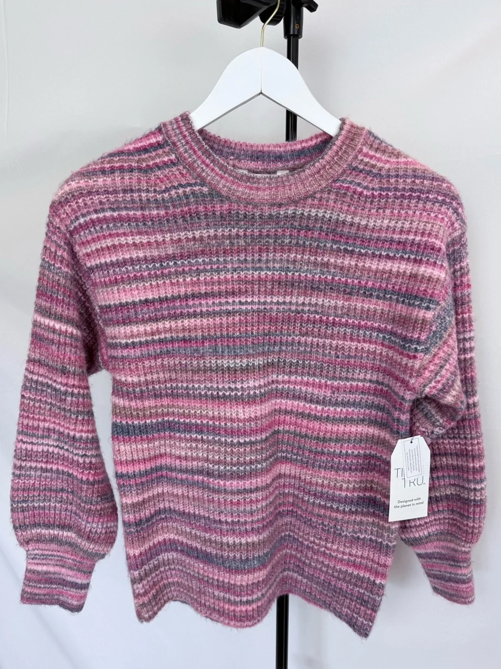 Time and Tru - Pink Striped Crewneck Sweater